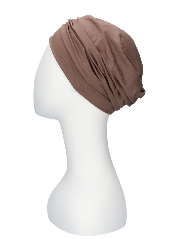 Comfortable hat Iris Taupe - chemo hat / alopecia hat