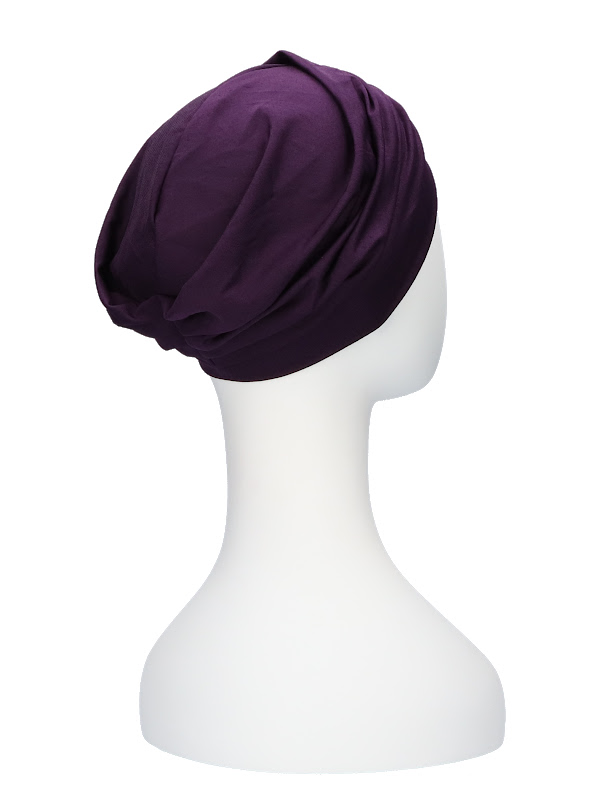 Comfortabel mutsje Iris aubergine - chemo muts / alopecia mutsje