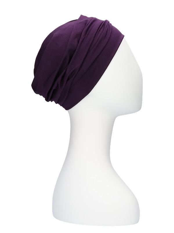 Comfortabel mutsje Iris aubergine - chemo mutsje / alopecia mutsje