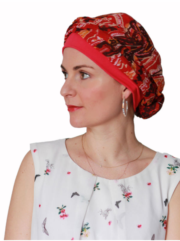 Top Mano print R - chemo mutsje / alopecia mutsje Top Mano print R - chemo mutsje / alopecia mutsje