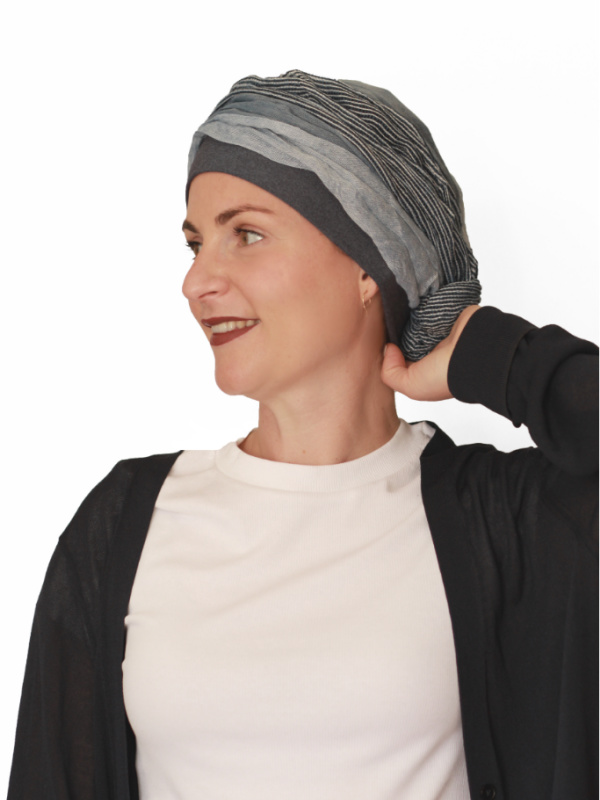 Top Mano jeans stripes - chemo mutsje / alopecia mutsje Top Mano jeans stripes - chemo mutsje / alopecia mutsje