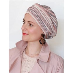 Mutsje Maya roze/rood - chemotherapie mutsje - alopecia hoofdbedekking