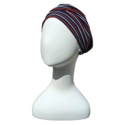 Mutsje Maya navy/red/white stripes - chemotherapie mutsje - alopecia hoofdbedekking Hippe Chemo Mutsjes winkel -  Maya navy/red/white stripes - chemo muts - chemo hoofdbedekking