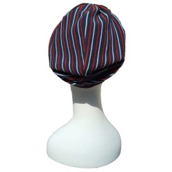 Mutsje Maya navy/red/white stripes - chemotherapie mutsje - alopecia hoofdbedekking Hippe Chemo Mutsjes winkel -  Maya navy/red/white stripes - chemo muts - chemo hoofdbedekking