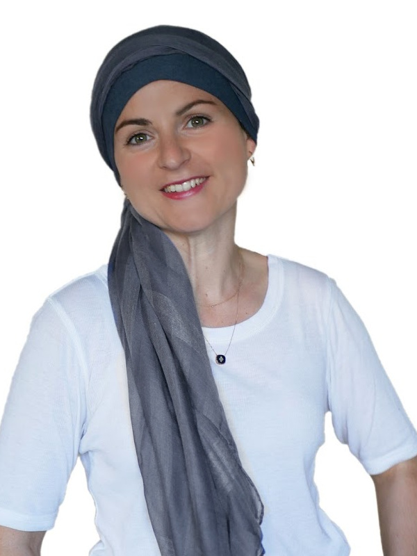 Sjaalmutsje Fusion Jeans - chemo hoofdsjaal / alopecia sjaal Sjaalmutsje Fusion Jeans - chemo hoofdsjaal / alopecia sjaal