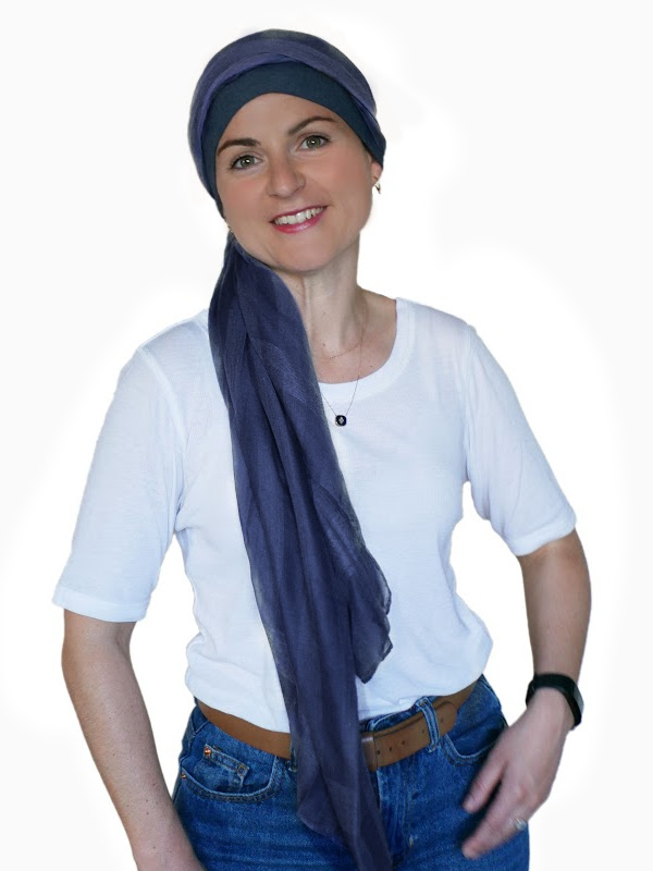 Scarf-hat Fusion Navy - chemo headscarf / alopecia scarf