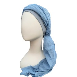 Sjaalmutsje New Delhi Blue - chemo hoofdsjaal / alopecia sjaal chemo mutsjes Lookahteme - Sjaalmutsje New Delhi Blue - chemo hoofdsjaal / alopecia sjaal