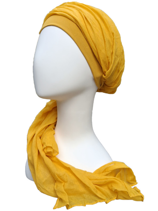 Scarf-hat New Delhi Ocher- chemo headscarf / alopecia scarf