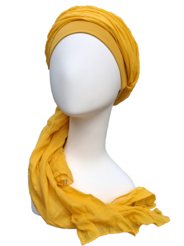 Scarf-hat New Delhi Ocher- chemo headscarf / alopecia scarf