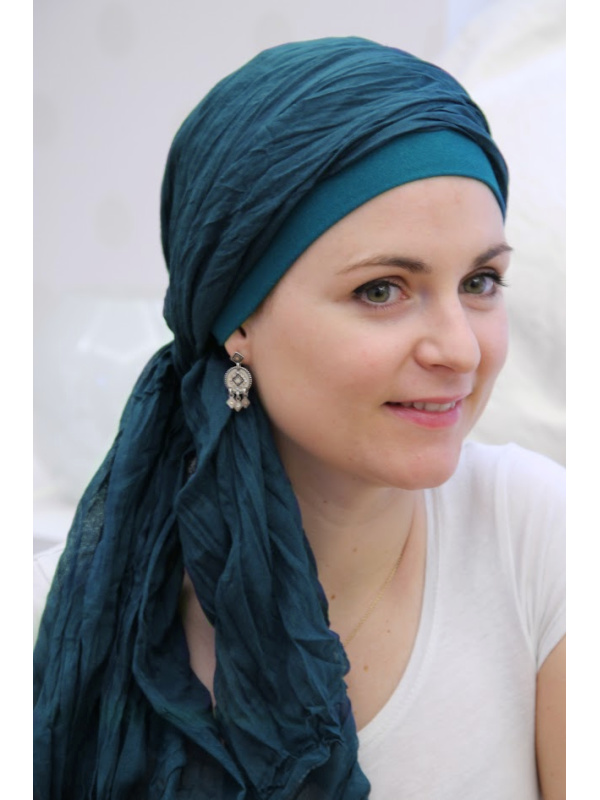 Scarf-hat New Delhi Petrol - chemo headscarf / alopecia scarf