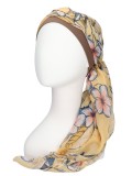 Scarf-hat New Delhi Yellow Flowers - chemo headscarf / alopecia scarf