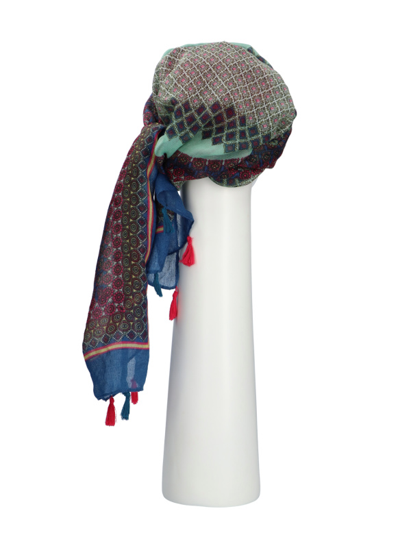 Sjaalmutsje New Delhi Fantasie Framboise Print - chemo hoofddoekje / alopecia sjaal Sjaalmutsje New Delhi Fantasie Framboise Print - chemo hoofddoekje / alopecia sjaal