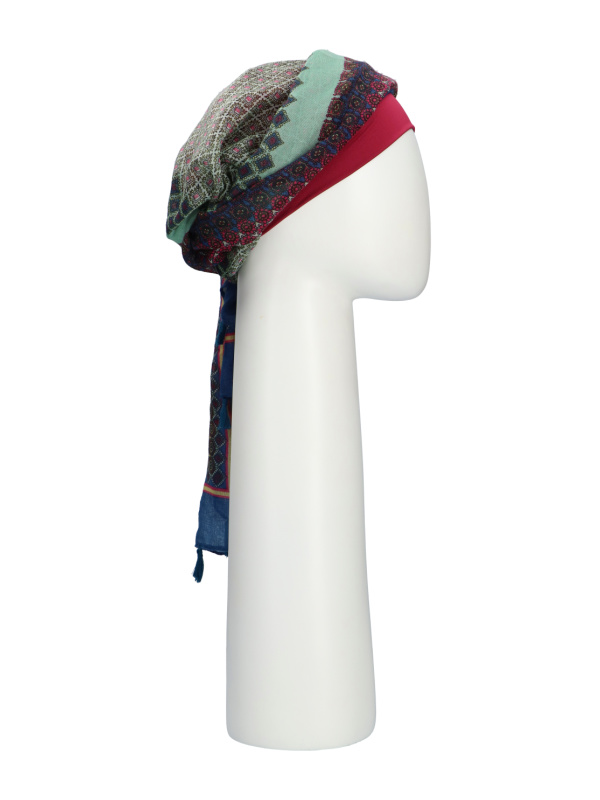 Sjaalmutsje New Delhi Fantasie Framboise Print - chemo hoofddoekje / alopecia sjaal Sjaalmutsje New Delhi Fantasie Framboise Print - chemo hoofddoekje / alopecia sjaal