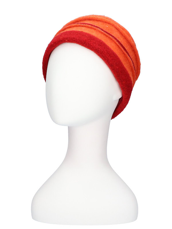 chemo mutsjes winkel - Mutsje Zoë Oranje/Rood - chemo muts winter