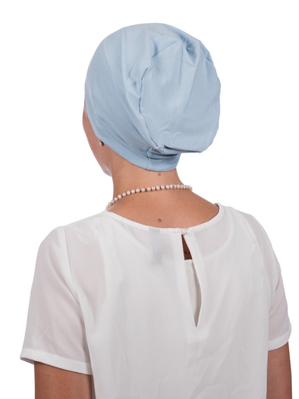 Top Tio lichtblauw - chemo muts / alopecia headwear